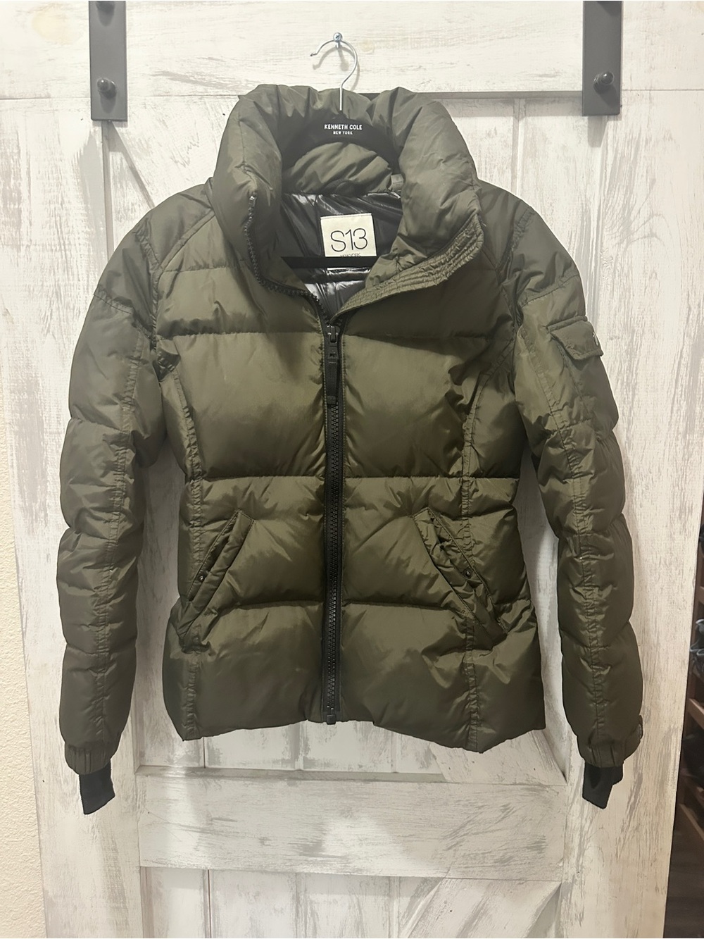 S13 Olive Green Puffer Bomber Jacket